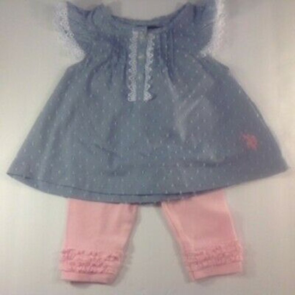 polo girl shirt & pants ruffles